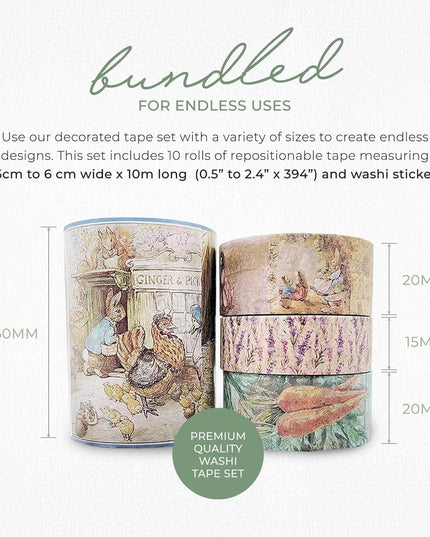 Peter Rabbit Deluxe washi Tapes, die Cut Stickers, Scrapbook s for scrapbooks, DIY Cards, Crafts, decoupage and Decor