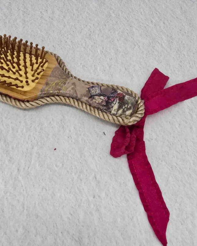 Alice in Wonderland handmade decoupage hairbrush - one of a kind gift !