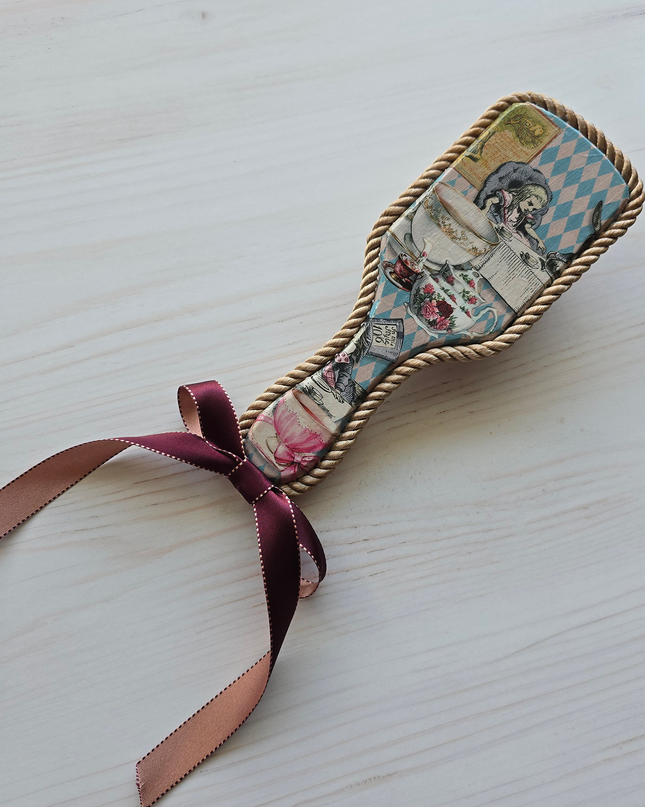 Alice in Wonderland whimsical handmade decoupage hairbrush - one of a kind gift !