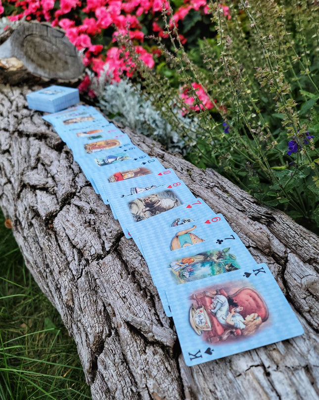 Blue Alice in Wonderland Playing Cards Deck with washi Tapes Set. for Party Decorations, Games, DIY, Crafts and Props