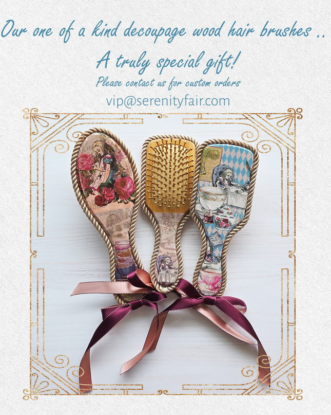 Alice in Wonderland handmade decoupage hairbrush - one of a kind gift !