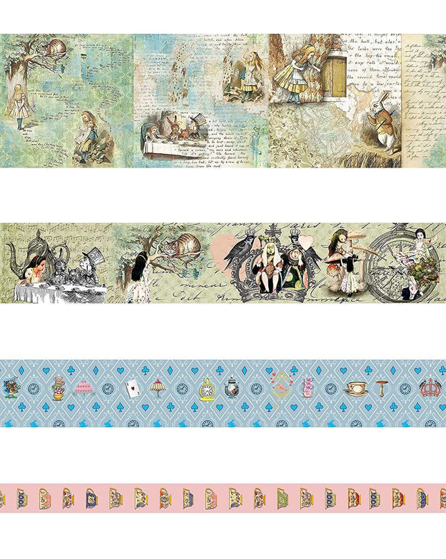 Alice in Wonderland Favorites washi Tapes, die Cut Stickers  Set! Extra Wide & Long (394 inches / 10 metres) Tapes! For scrapbooks, crafts