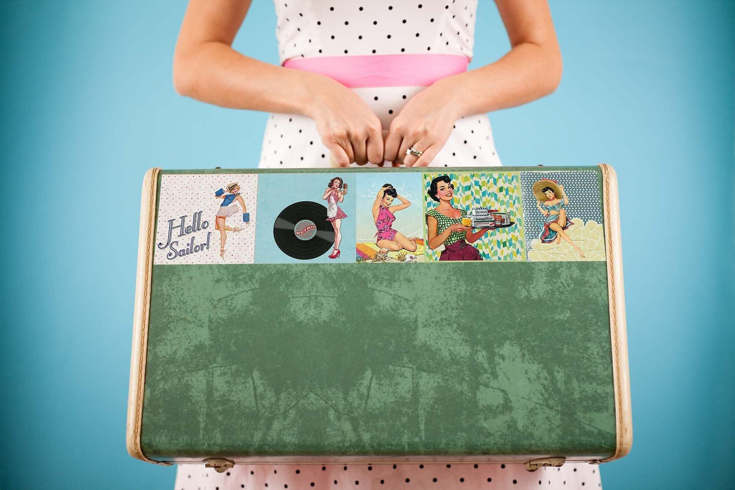 Rétro années 1950 Sexy pin up Girls Extra Wide washi Tape et autocollants découpés. Pour le scrapbooking, l'artisanat, le découpage et l'emballage cadeau