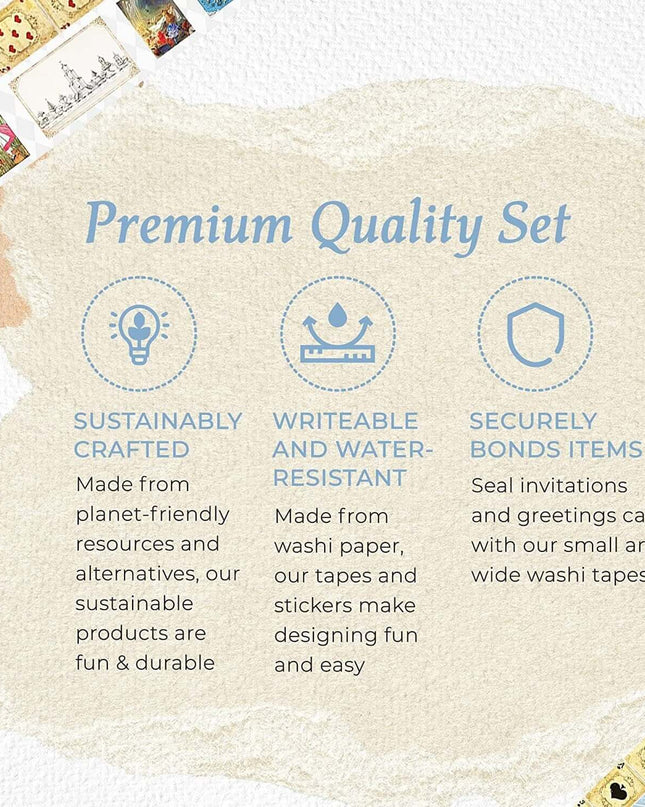 Alice in Wonderland Washi Tape Set, 5 Sticker Tape Rolls, 30 Die Cut Stickers, 6 Sheets Cardstock Paper, 23 Scrapbook Papers