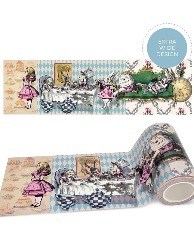 Alice in Wonderland Whimsical washi sticker tape (Extra Wide) for scrapbooks, crafts and decorating