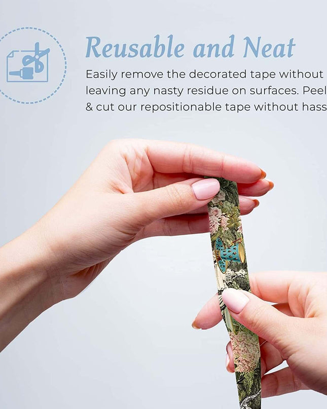 Alice in Wonderland Washi Tape Set, 7 washi Tape Rolls, Stickers, Die Cut Stickers for Scrapbooks Decoupage Crafting Supplies