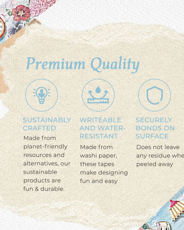 Alice in Wonderland Watercolor Washi Tape, Reusable Sticker Tape Roll, Versatile Crafting Supplies, Extra Long Tape, 10 Meters (394 Inches)