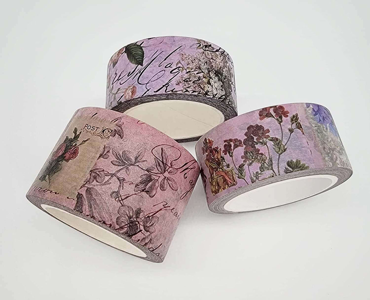 Vintage Fairy Rose Garden Tea Party washi Sticker Tape. Set of 3 Rolls. for scrapbooks, decoupage, crafts and decorating