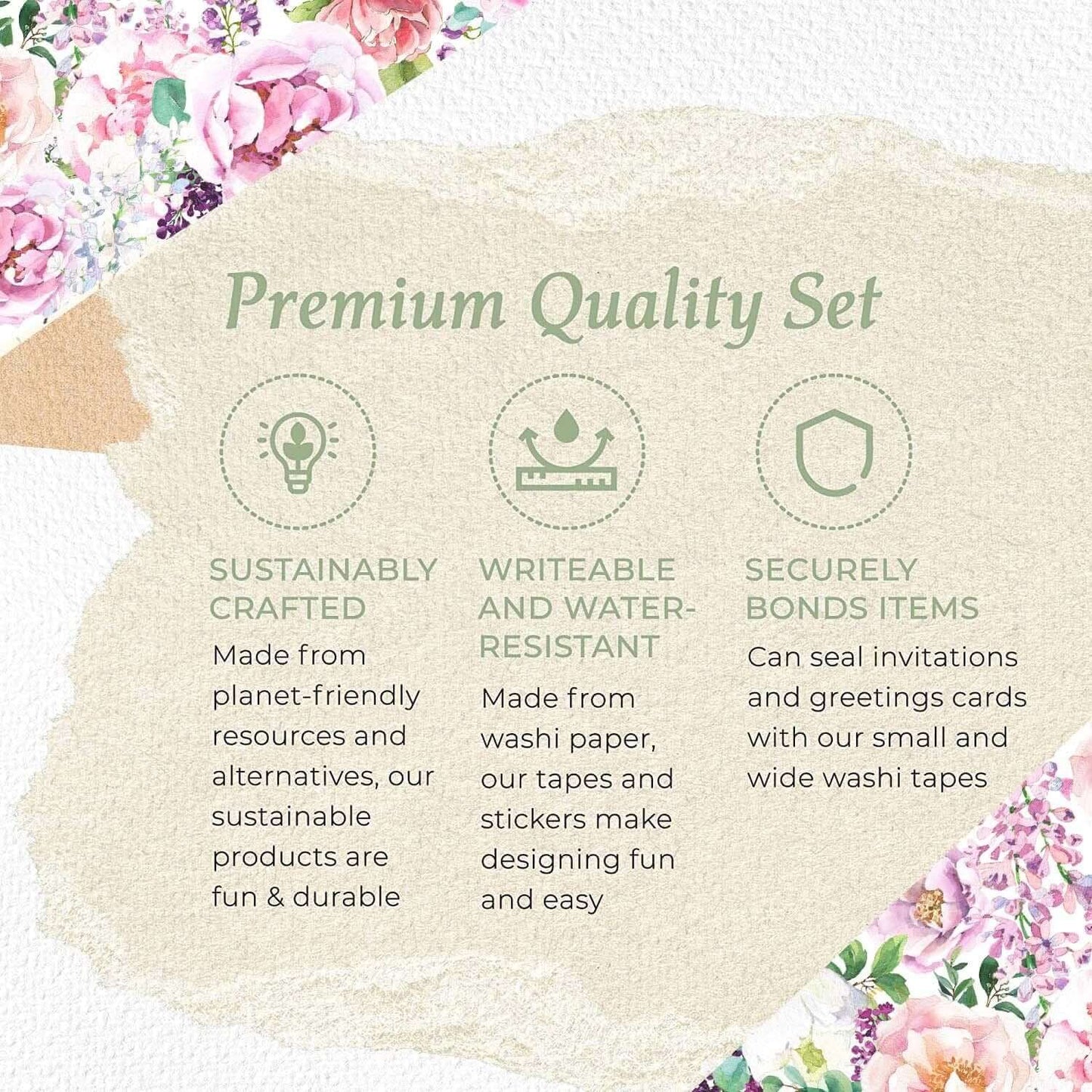 Vintage Roses Print Extra Wide Washi Tape for scrapbooks DIY Decorating, Gift Wrapping and Temporary Wallpaper Borders