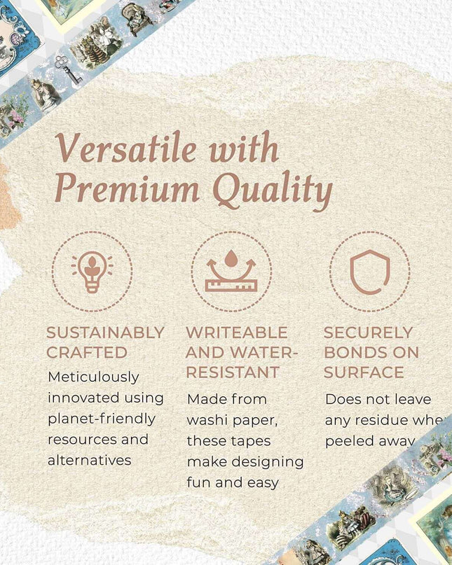 Alice in Wonderland Extra Wide 10 cm Washi Tapes – Set of 2 Rolls