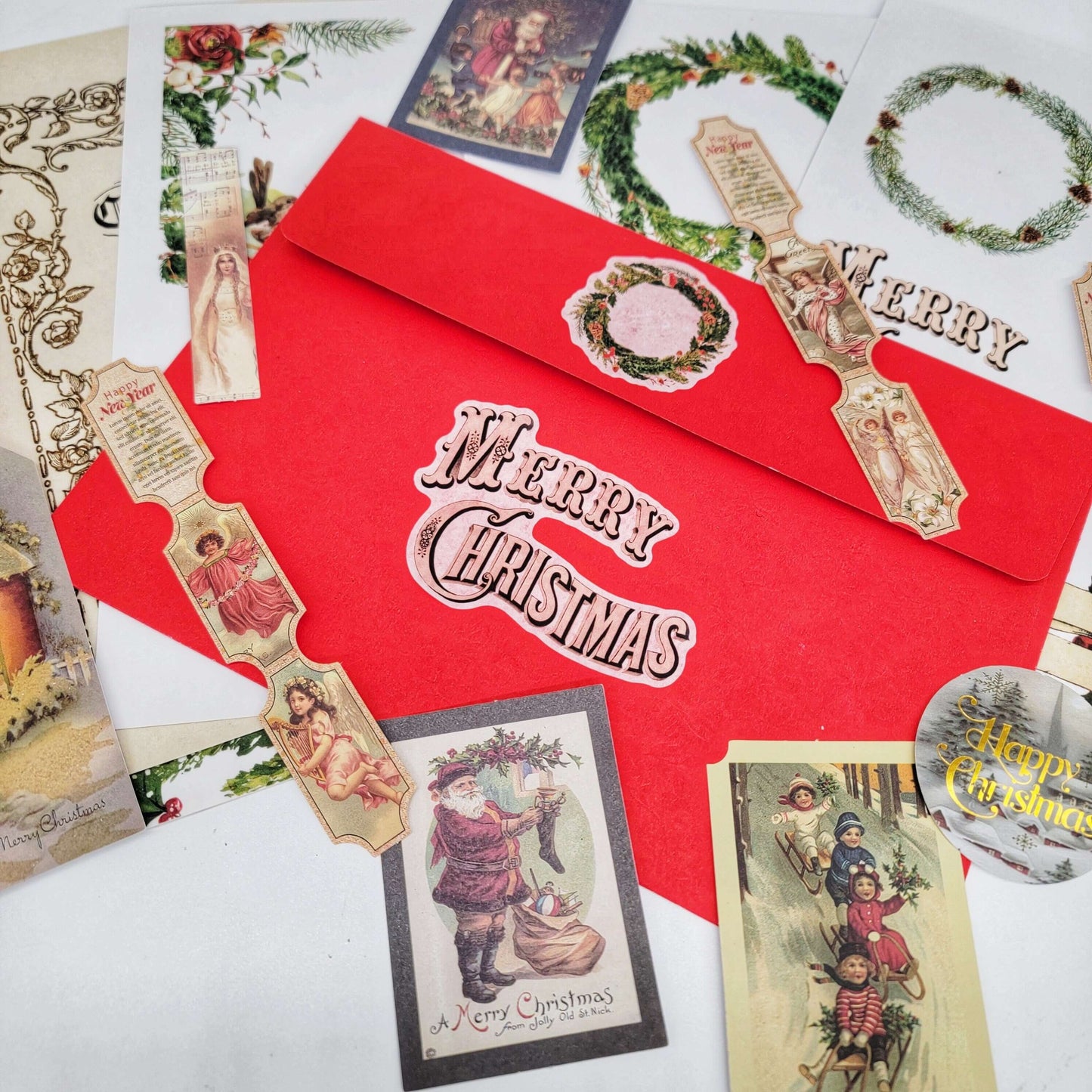 Autocollants et étiquettes washi pour cadeaux de Noël vintage pour albums, journaux, cartes de bricolage, décorations