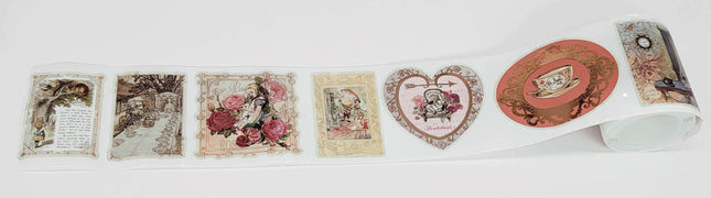 Alice in Wonderland Gold foil washi stickers. Approx 160 Gold foil Stickers. Leaves no sticky residue when removed