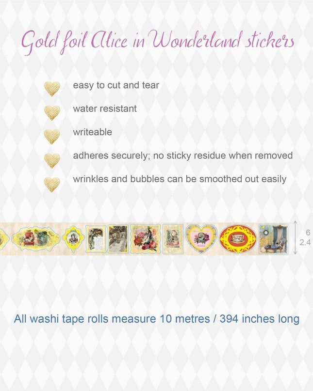 Alice in Wonderland Christmas Stickers, washi Tapes, and Mini Cards Collection