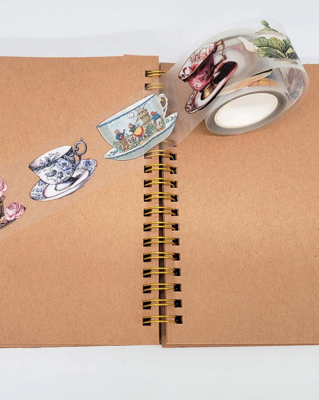 Tea party PET tape for scrapbooks, journals, crafts, and decorating candles, gifts, cards, tags, or phone cases