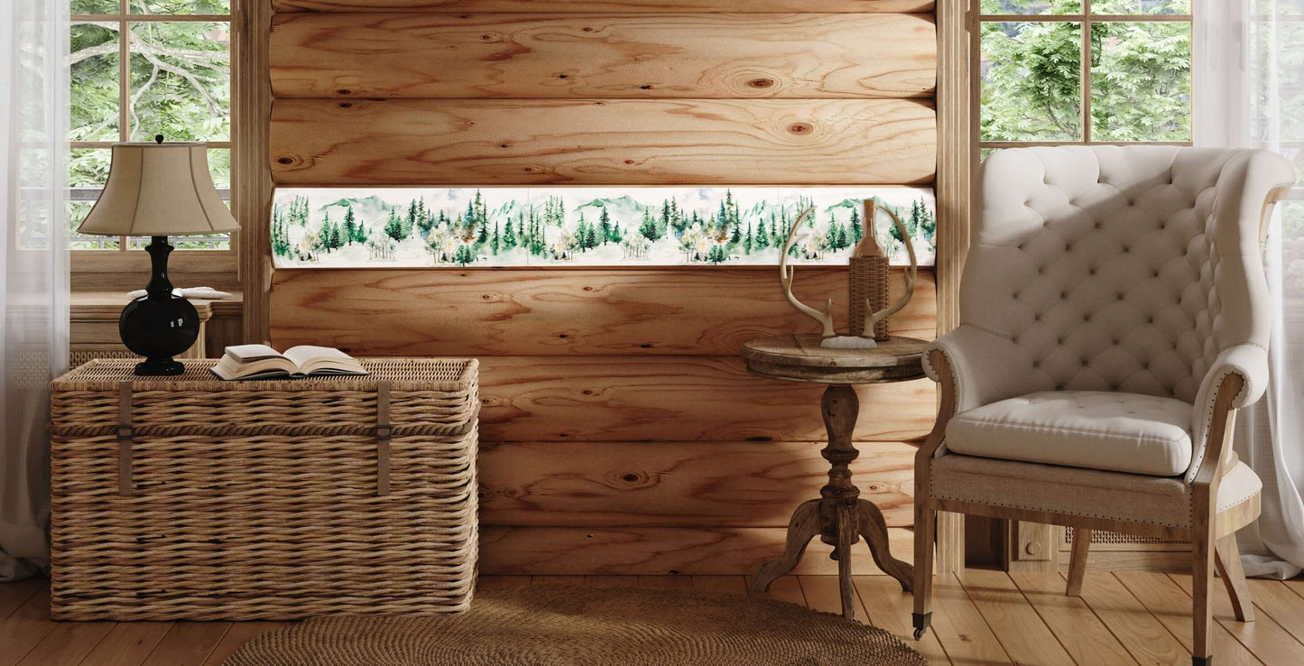 Mountain Forests watercolor extra wide washi tape for crafts, scrapbooks, journals. decorating and wallpaper borders