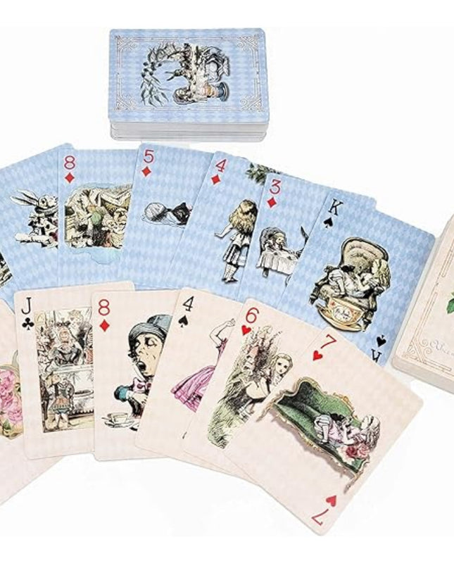 Alice's Adventures in Wonderland set of 2 vintage themed playing cards decks. For tea party games, crafts, decorating, collecting.