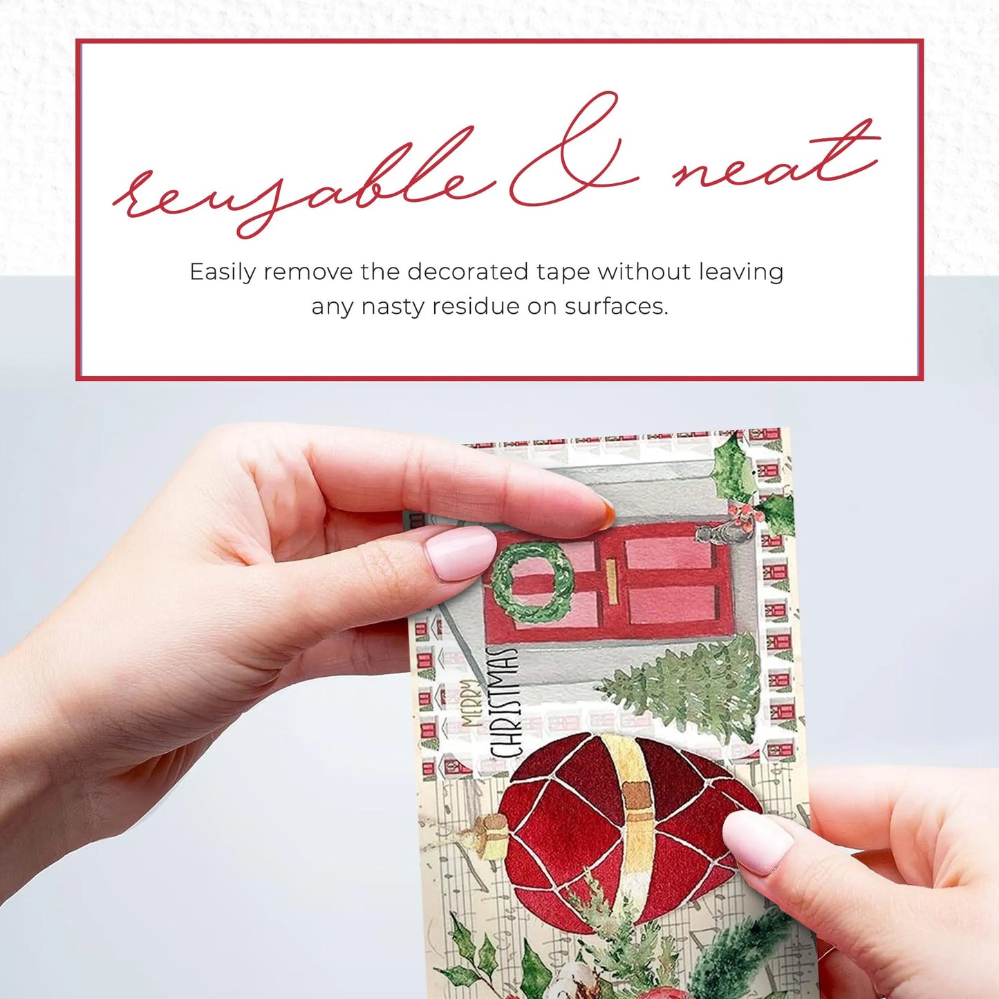 Vintage Christmas Holiday Washi Sticker Tape -extra wide tape