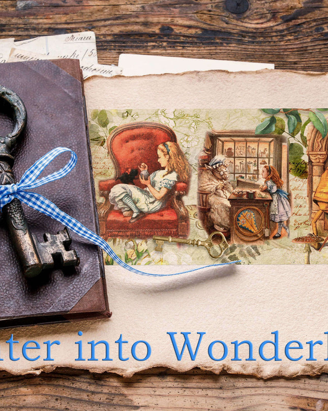 Alice in Wonderland Extra Wide 10 cm Washi Tapes – Set of 2 Rolls