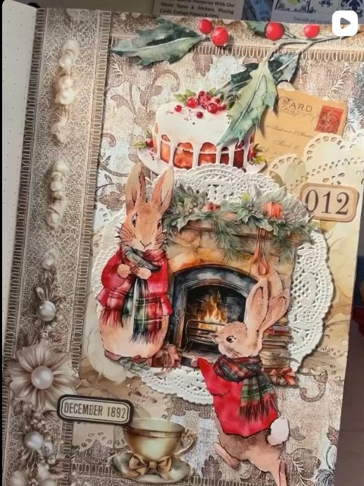 How to use washi tapes- A festive Christmas mixed media journal layout by journal artist, Sara Journal