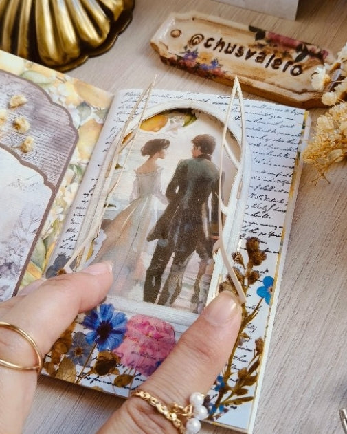 Chus Valero creates a romantic journal layout with SF WASHI