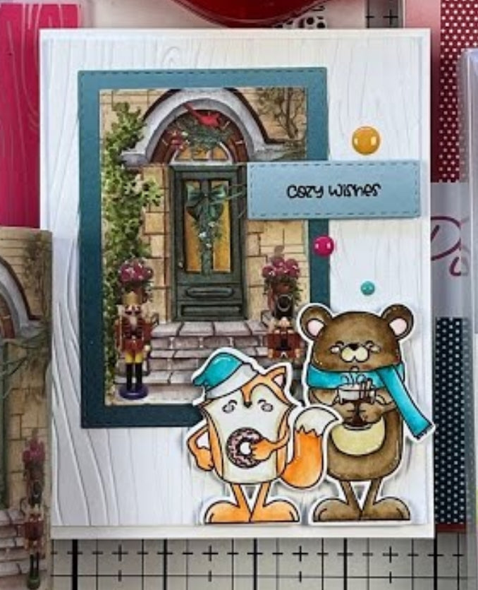Holiday Cardmaking Ideas | Washi Tape Background + Cozy Critters Stamps