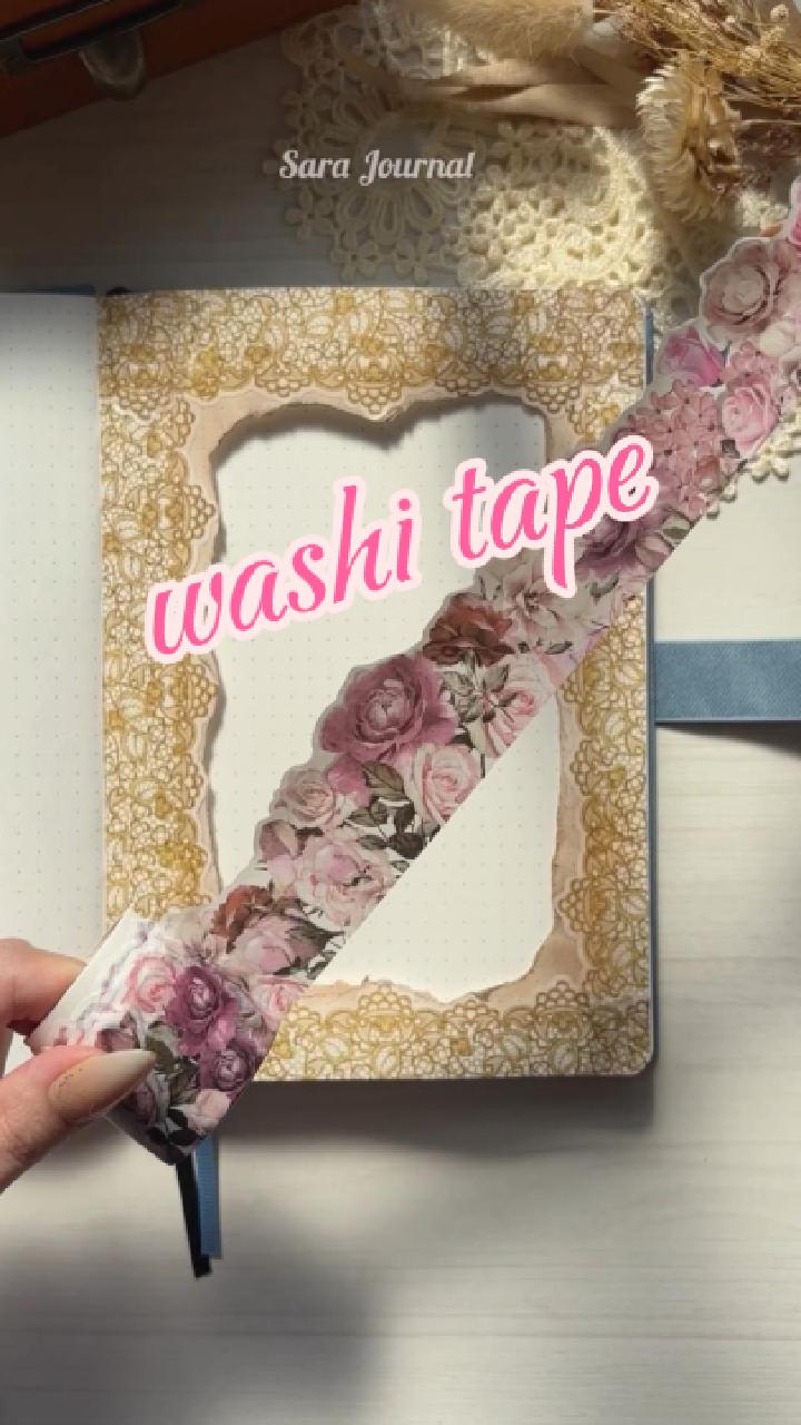 How to use washi tapes- A lovely mixed media journal layout by ASMR journal artist, Sara Journal