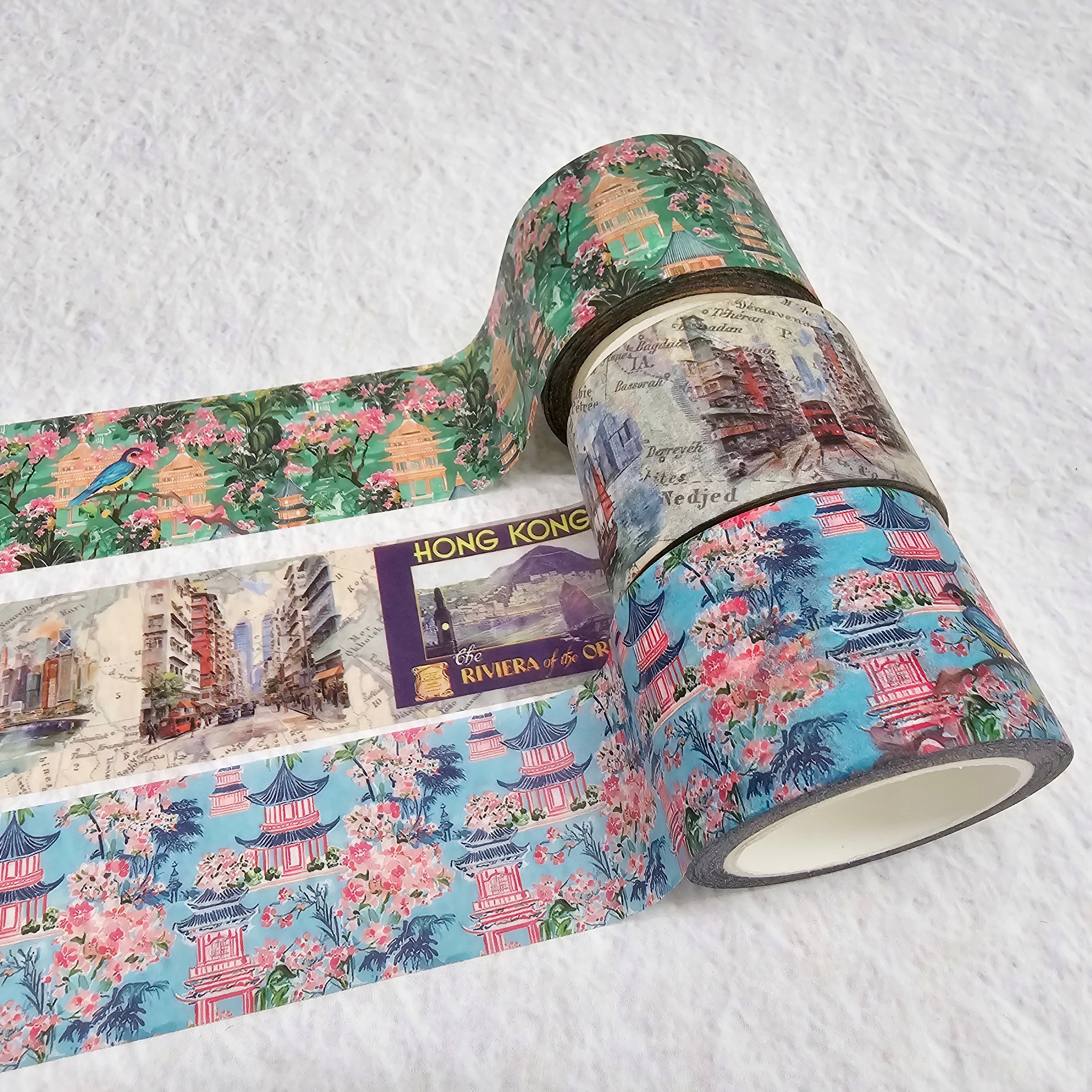 Hk Sticker Tan Hong Kong vintage theme washi sticker tapes - HK harbor, Chinese saili