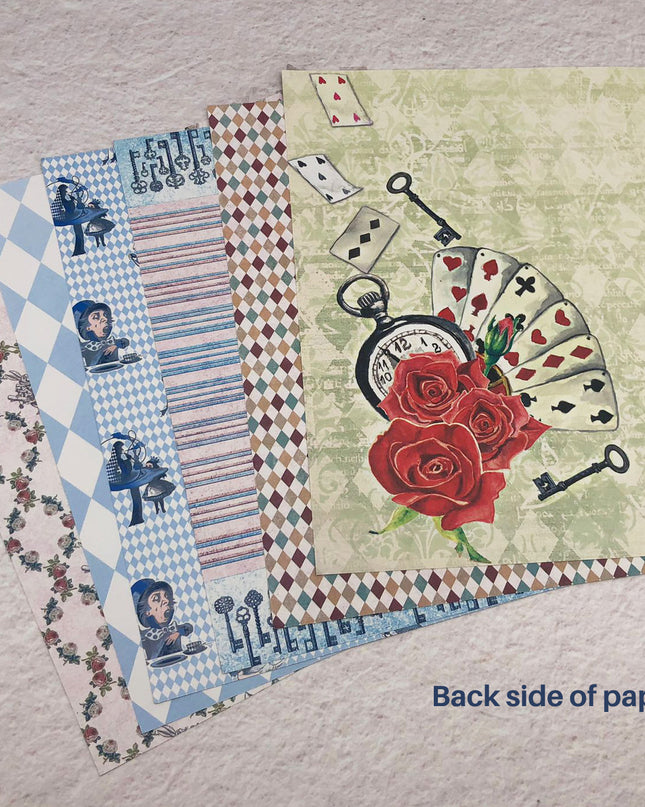 Alice in Wonderland scrapbook papers (6 double sided sheets)