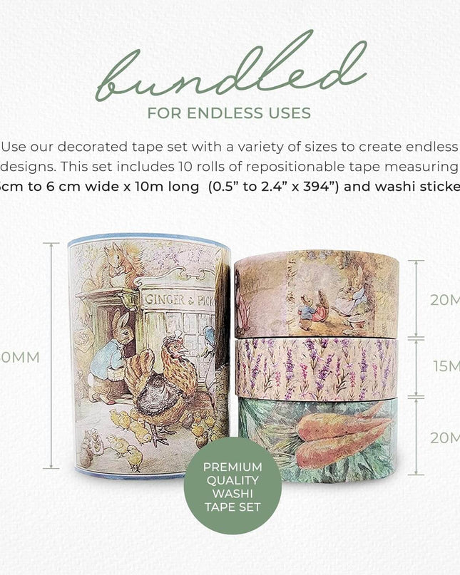 Peter Rabbit Deluxe washi Tapes, die Cut Stickers, Scrapbook s for scrapbooks, DIY Cards, Crafts, decoupage and Decor