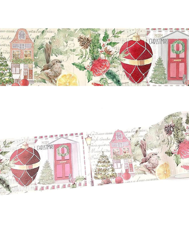 Vintage Christmas Holiday Washi Sticker Tape -extra wide tape