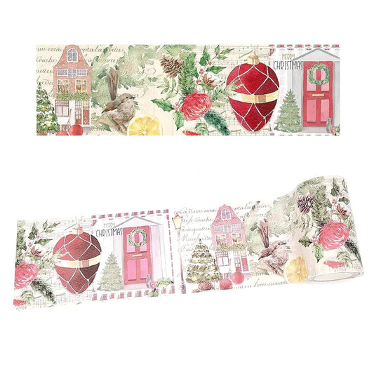 Vintage Christmas Holiday Washi Sticker Tape -extra wide tape