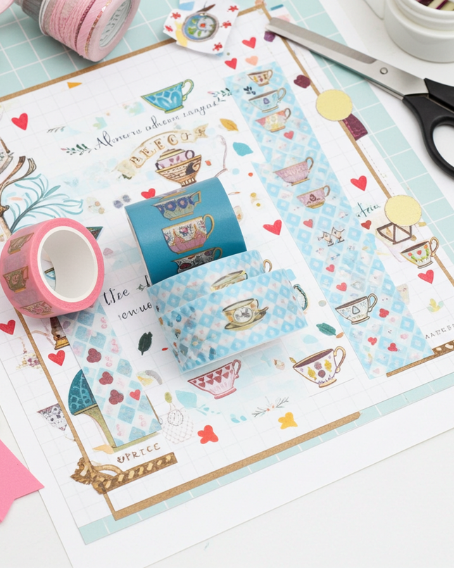 Alice au pays des merveilles Tea Party washi Tape! Fournitures de fête pour votre goûter. Inclut un ruban extra large !