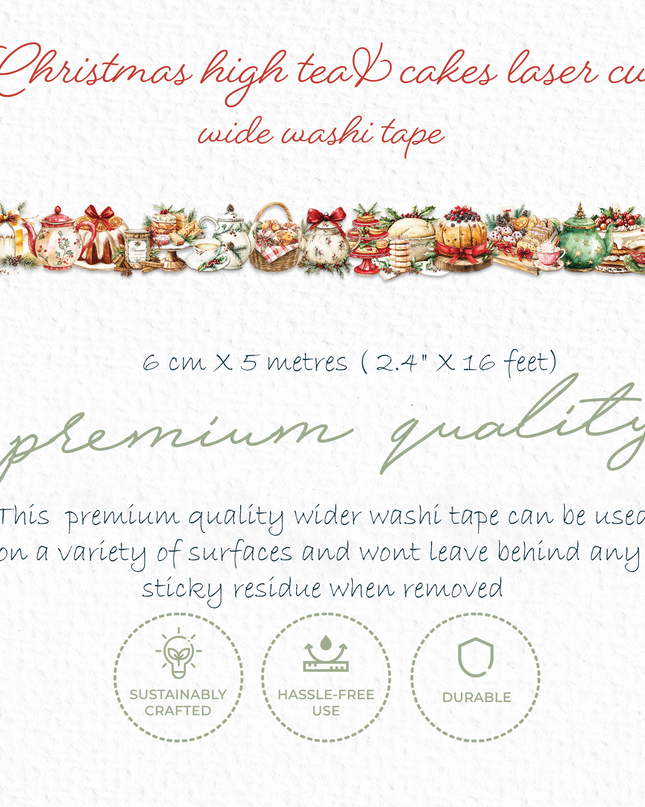 🍰Christmas holiday High Tea & Cakes Laser-Cut Washi Tape 🫖