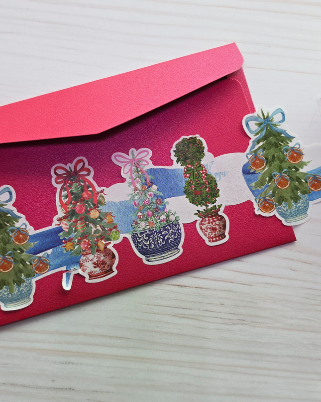 Christmas topiary trees laser cut wide washi tape
