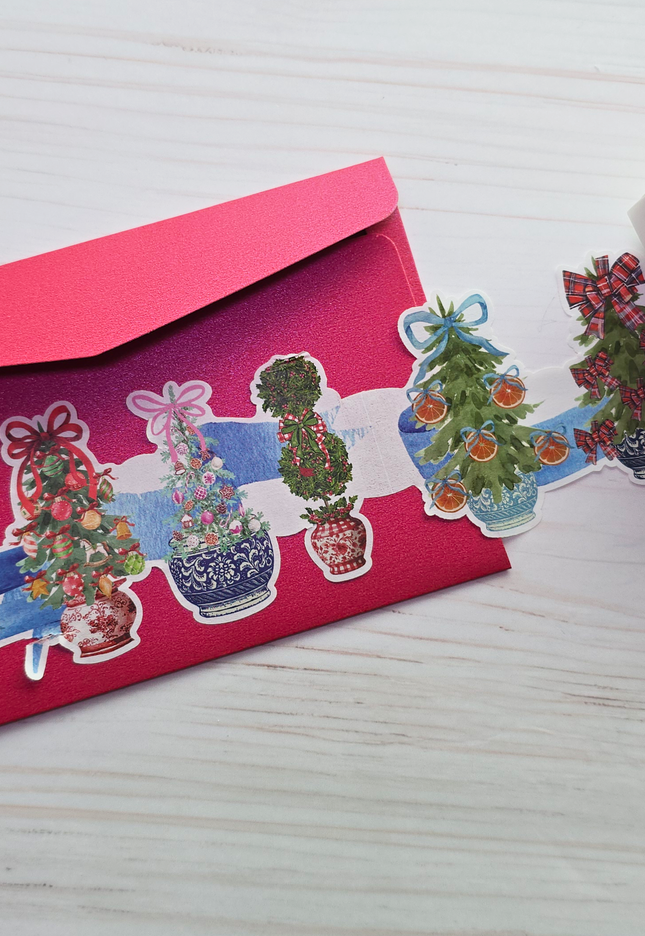 Christmas topiary trees laser cut wide washi tape