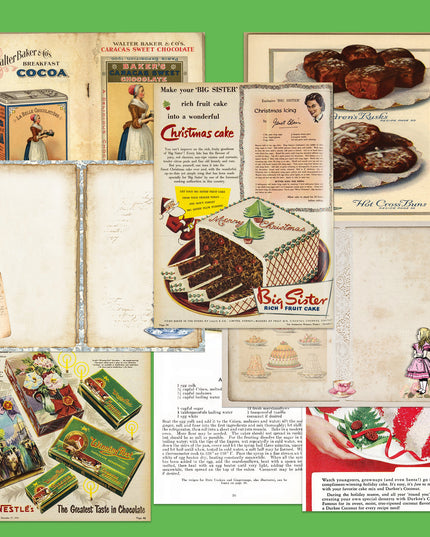 Mixed Sampler Digital Download – Vintage Christmas Ads, Recipes & Alice in Wonderland Journal Pages