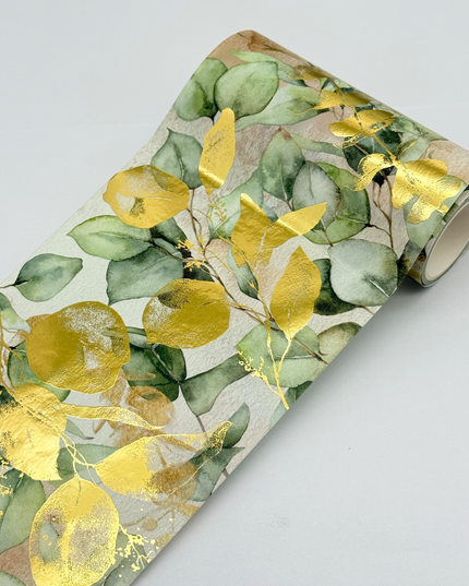 Eucalyptus Watercolor gold foil extra wide washi tape