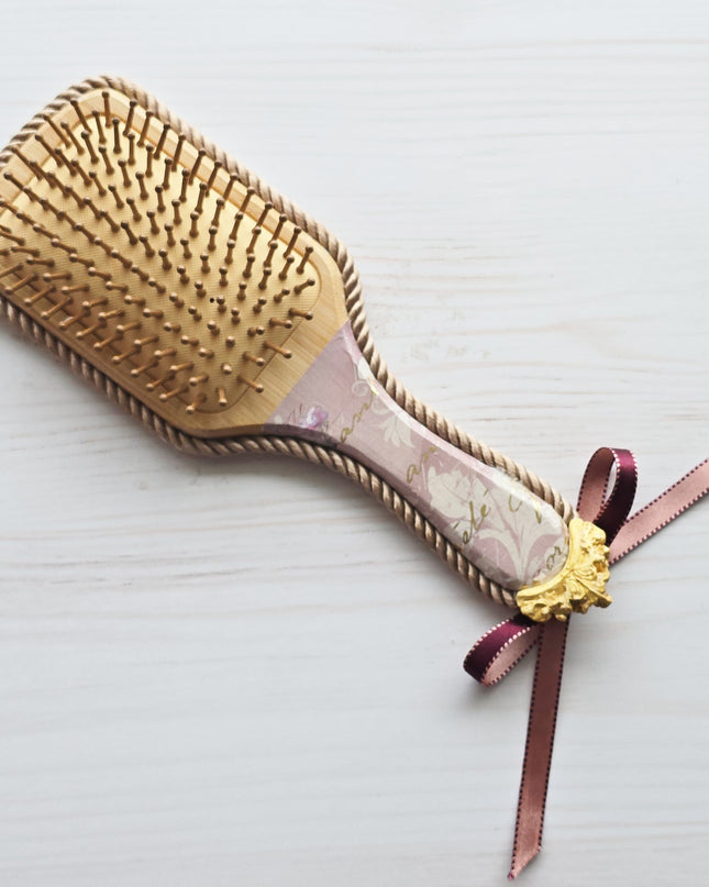 French Rococo Handmade Decoupage Wood Hairbrush - one of a kind gift !