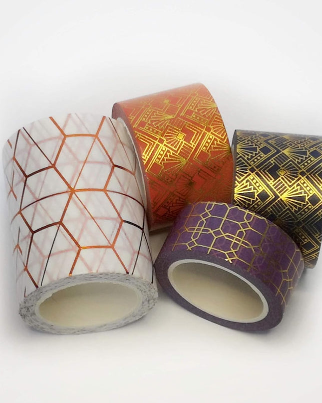 French Vintage Art Nouveau Washi Tape is Reusable – Gold Foil Washi Tape for Scrapbooks, Journals, Gift Wrapping and Decorating -3 Pcs [Each Roll Measures 10 Meters (394 inches)]