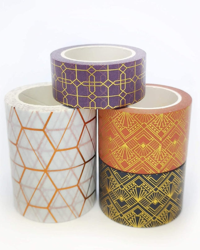 French Vintage Art Nouveau Washi Tape is Reusable – Gold Foil Washi Tape for Scrapbooks, Journals, Gift Wrapping and Decorating -3 Pcs [Each Roll Measures 10 Meters (394 inches)]