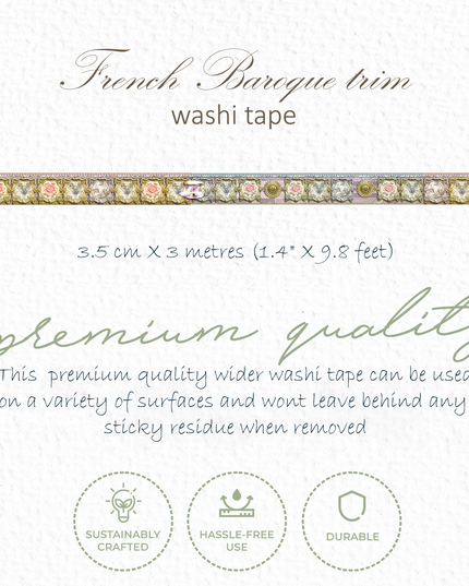 French Baroque trim washi tape for journals, scrapbooks, decorating and decoupage