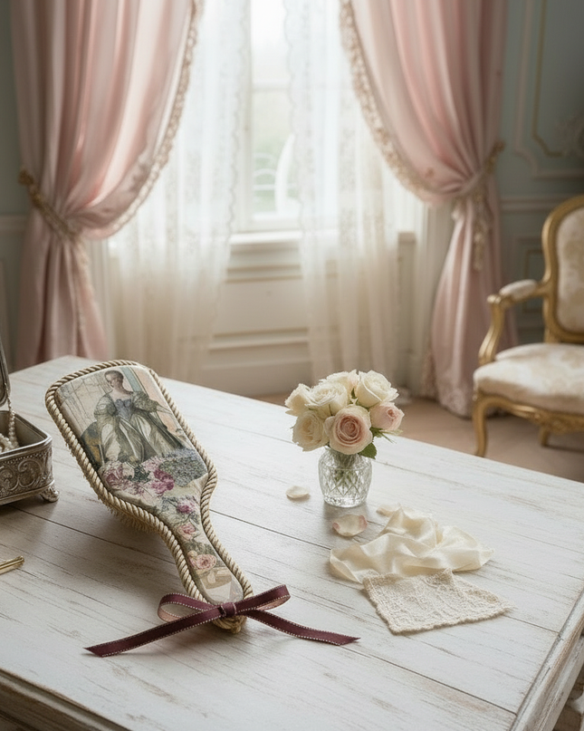 French Rococo Handmade Decoupage Wood Hairbrush - one of a kind gift !