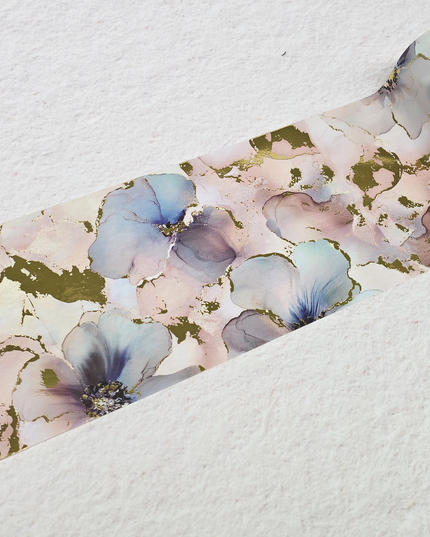 Violet floral gold foil design extra wide washi tape