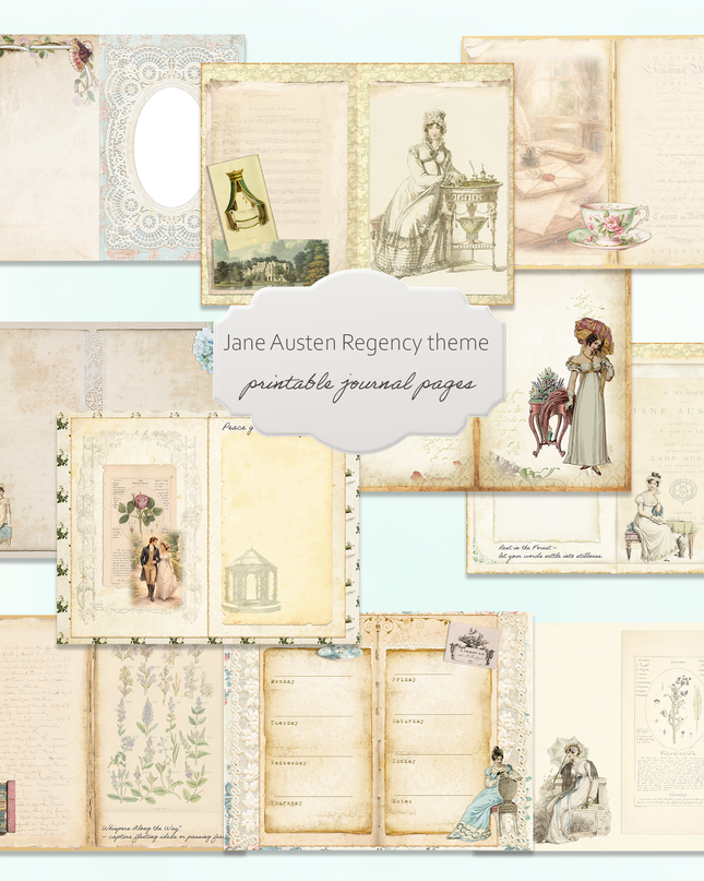 JANE AUSTEN REGENCY THEME PRINTABLE DOWNLOAD JOURNAL PAGES- NEW 2026 EDITION