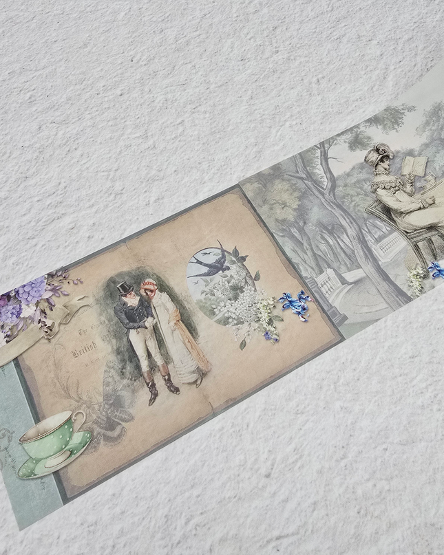 Jane Austen romantique vintage EXTRA WIDE 4 pouces / 10 cm washi tape. 10 mètres de long pour les albums, les journaux, les travaux manuels, les bordures de papier peint, les cadeaux.