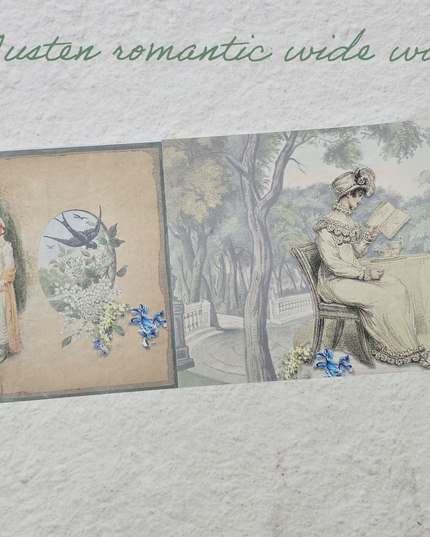 Jane Austen romantic vintage EXTRA WIDE 4 inch / 10 cm washi tape. 5 meters long for scrapbooks, journals, crafts, wallpaper border, gifts
