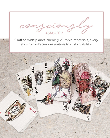 Vintage style Alice in Wonderland playing cards & extra wide washi tapes set for tea party decorating, scrapbooks, journals, crafts
