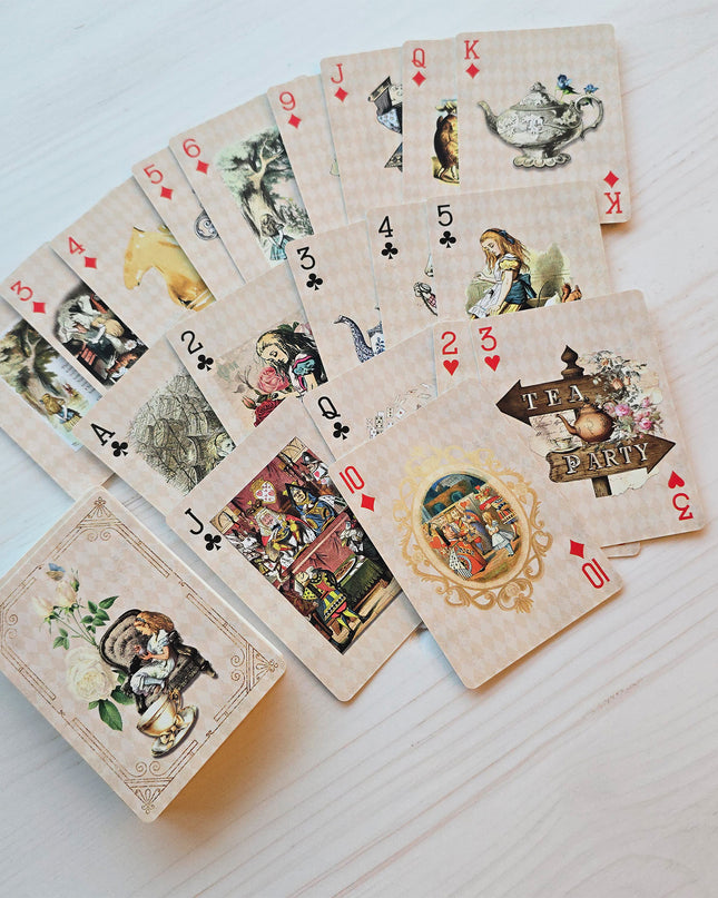 Alice in Wonderland Vintage Playing Cards Deck for Tea Party Games, Decorations and Crafts
