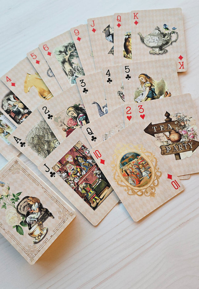 Alice in Wonderland Vintage Playing Cards Deck for Tea Party Games, Decorations and Crafts