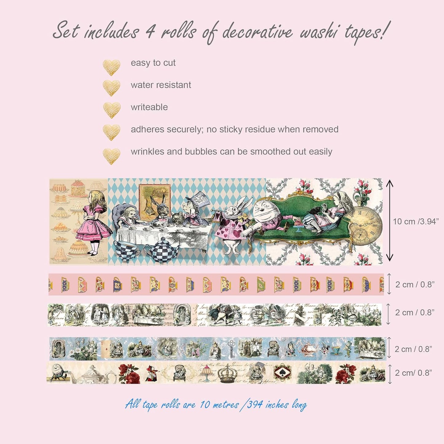 Charming Alice in Wonderland washi Tapes & die cut stickers set for journaling decoupage scrapbooking crafts decorating